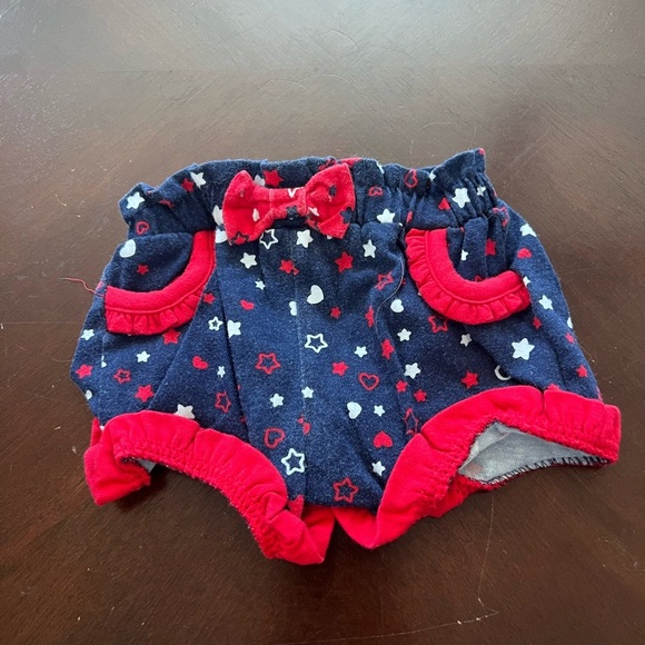 Blue and Red Polka Dot Paper Bag Shorts - Picture 2 of 4